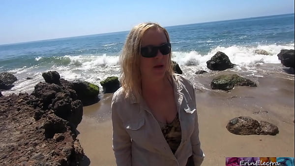 Fucking doggystyle on a public beach (POV) - Erin Electra