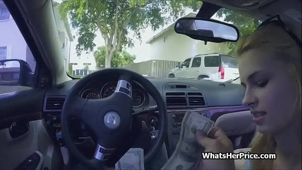 Public utility room quickie with busty blonde babe