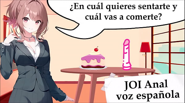 JOI anal hentai en español. El dilema del pene y el pastel. Vídeo completo.