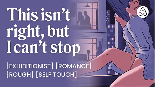 She finger fucks her pussy while her neighbors are fucking in front of her | Window roleplay | Amateur voyeur | Hotel creampie